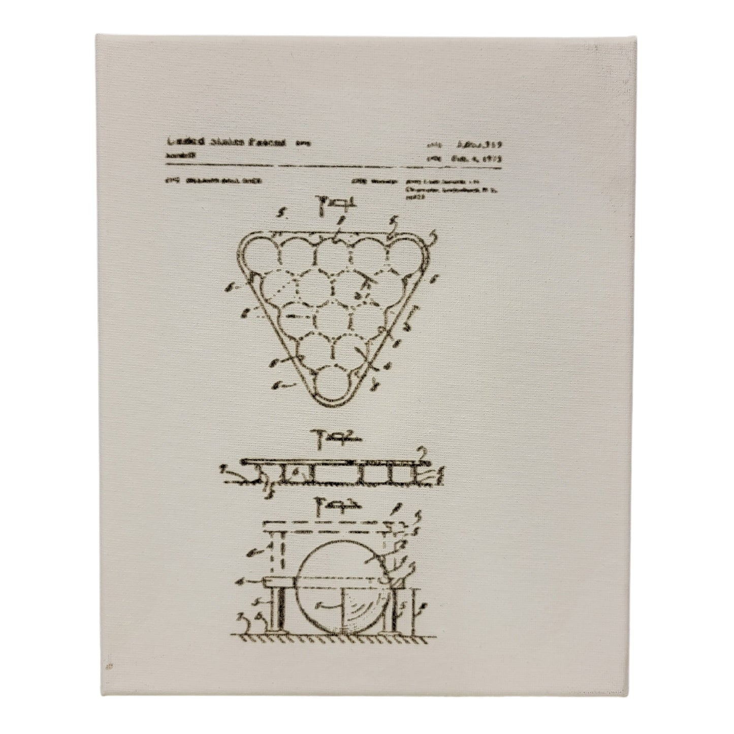 Billiard Ball Rack Pool Game Patent Sketch 8x10 Canvas Wall Art Hanging LA1029