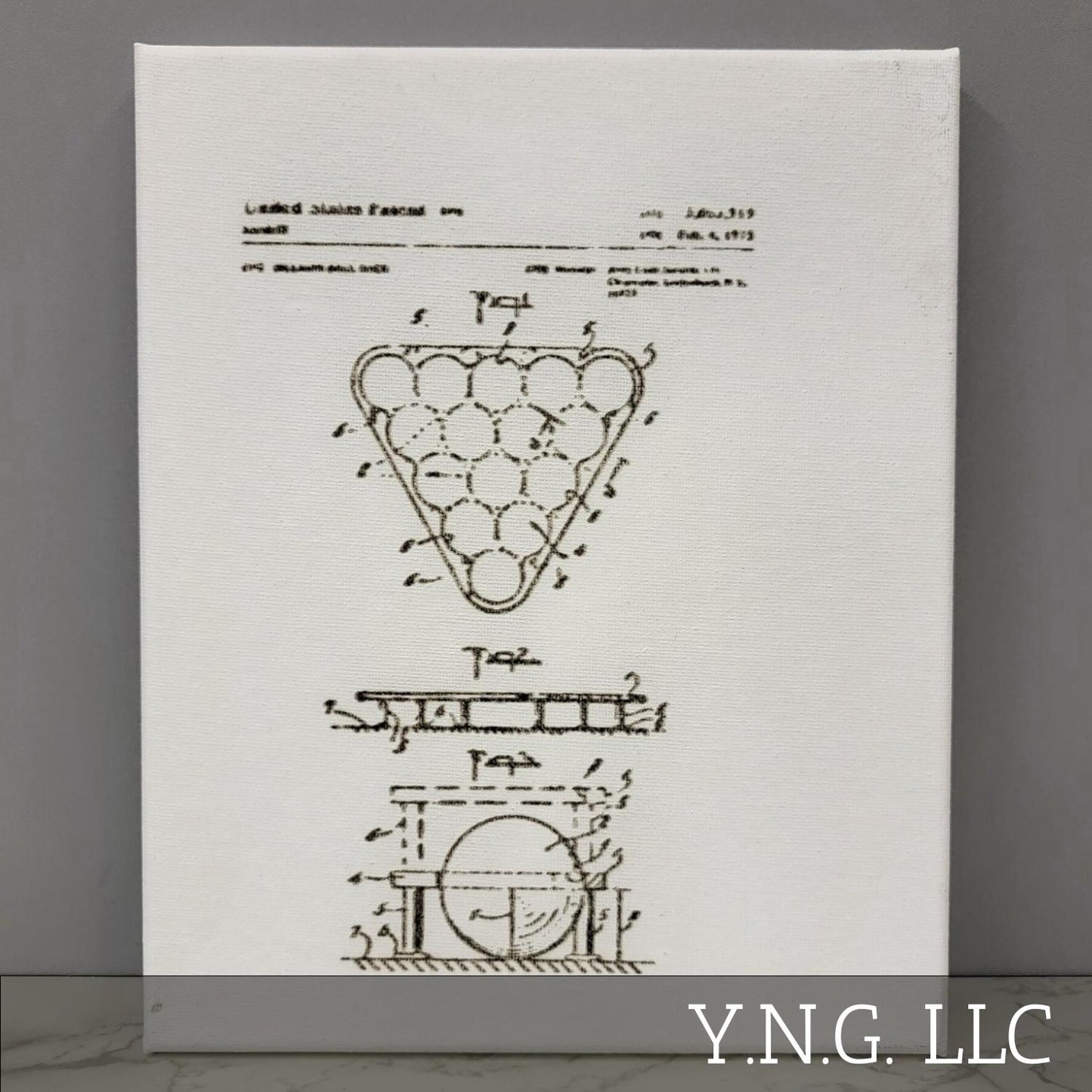 Billiard Ball Rack Pool Game Patent Sketch 8x10 Canvas Wall Art Hanging LA1029