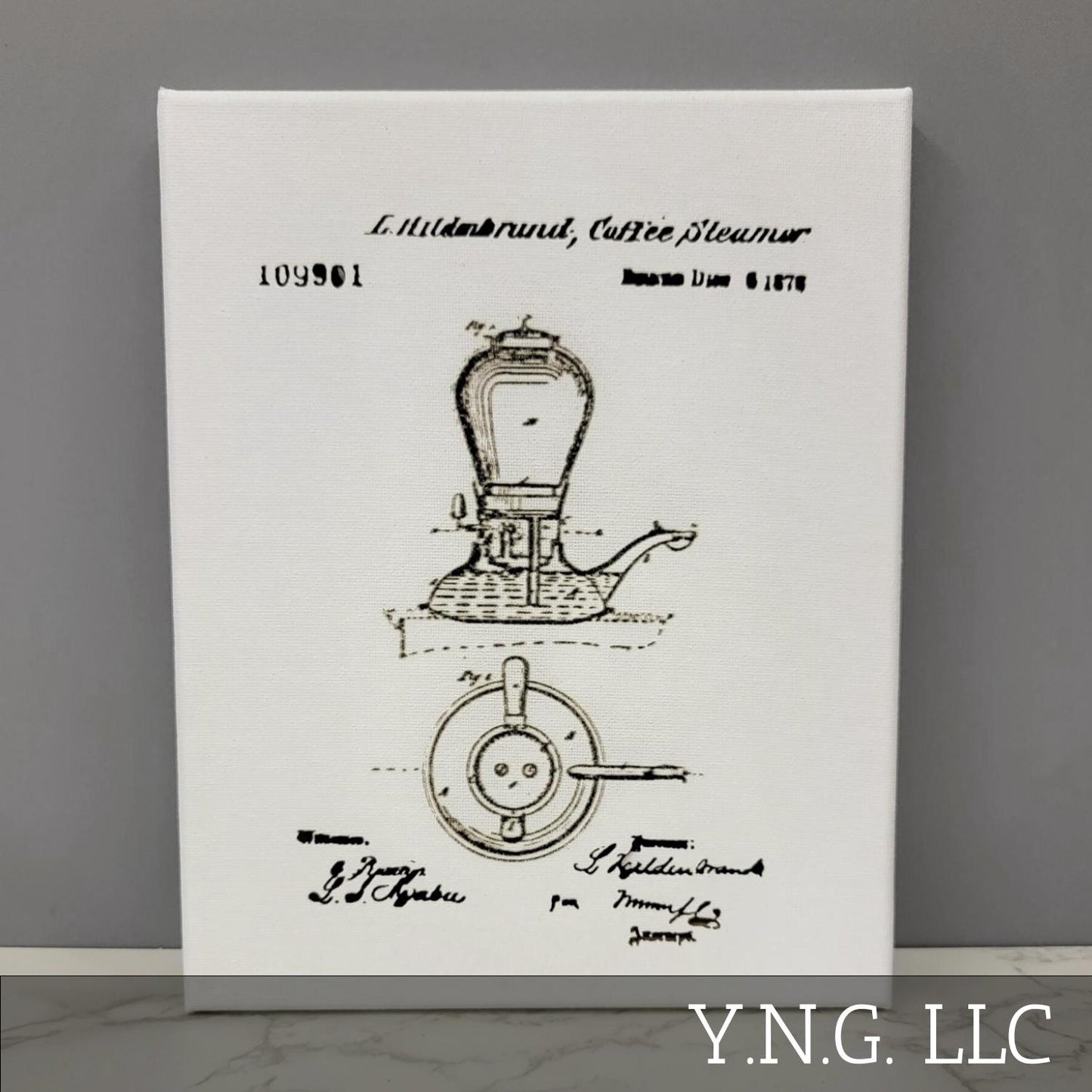 Coffee Steamer Espresso Patent Sketch 8x10 Canvas Wall Art Hanging LA1030