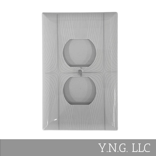 Geometric Design Single Duplex Outlet Cover Wall Plate White LA144-PWP11