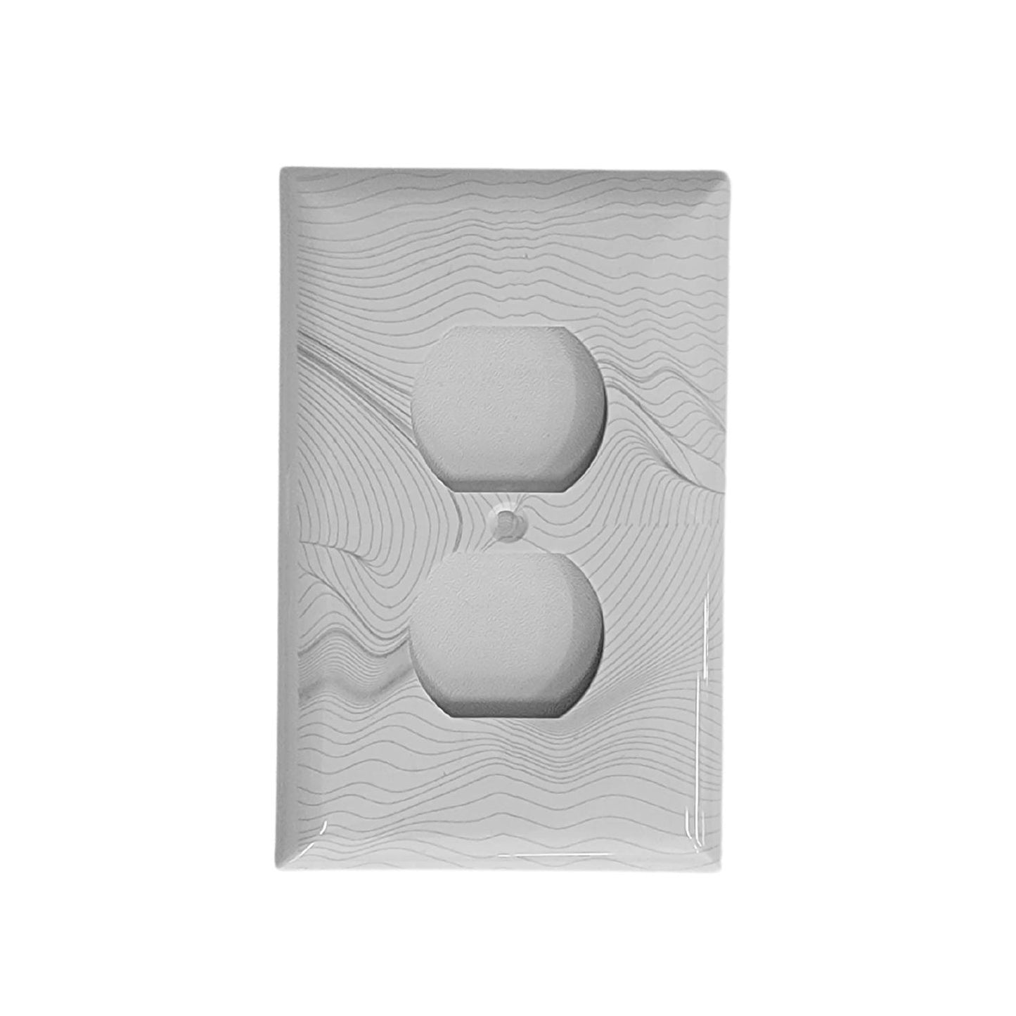 Geometric Design Single Duplex Outlet Cover Wall Plate White LA144-PWP6
