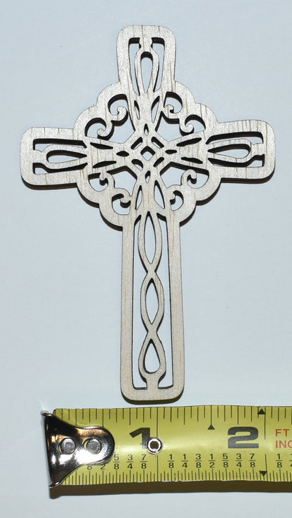 Cross Small Detailed Wood Sign Wooden Hanging Decor Made In USA LA155-WL
