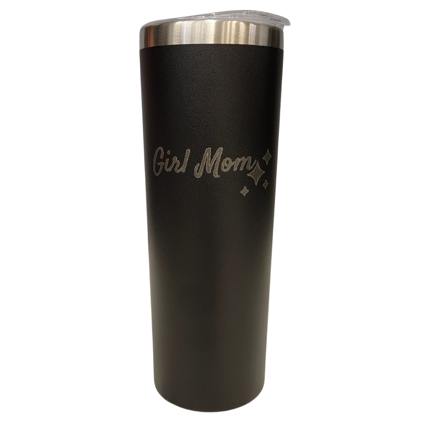Girl Mom with Sparkles Black 20oz Skinny Tumbler LA5015