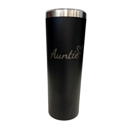 Auntie with Heart Black 20oz Skinny Tumbler LA5020