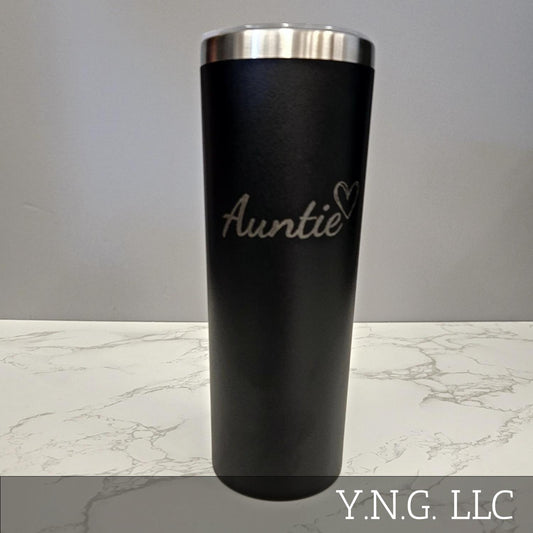 Auntie with Heart Black 20oz Skinny Tumbler LA5020