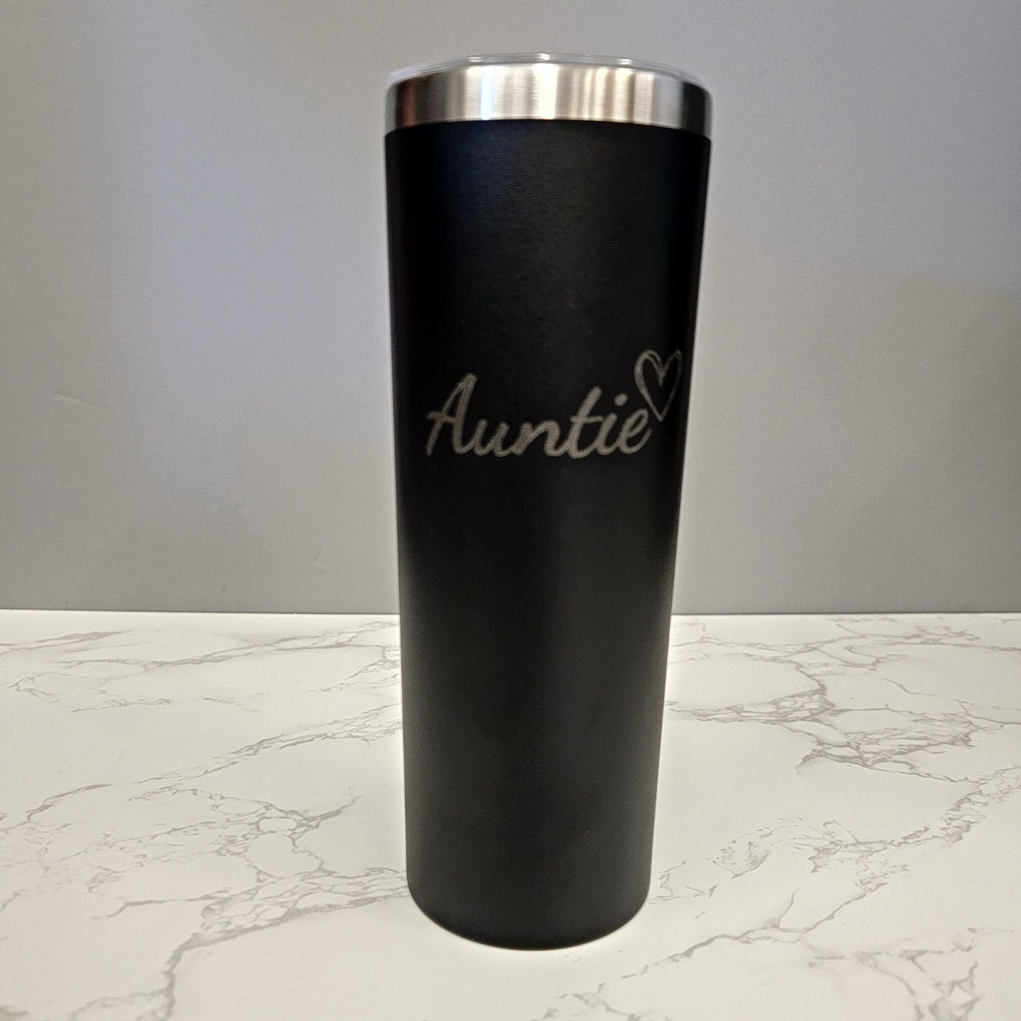 Auntie with Heart Black 20oz Skinny Tumbler LA5020