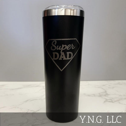 Super Dad Black 20oz Skinny Tumbler LA5026
