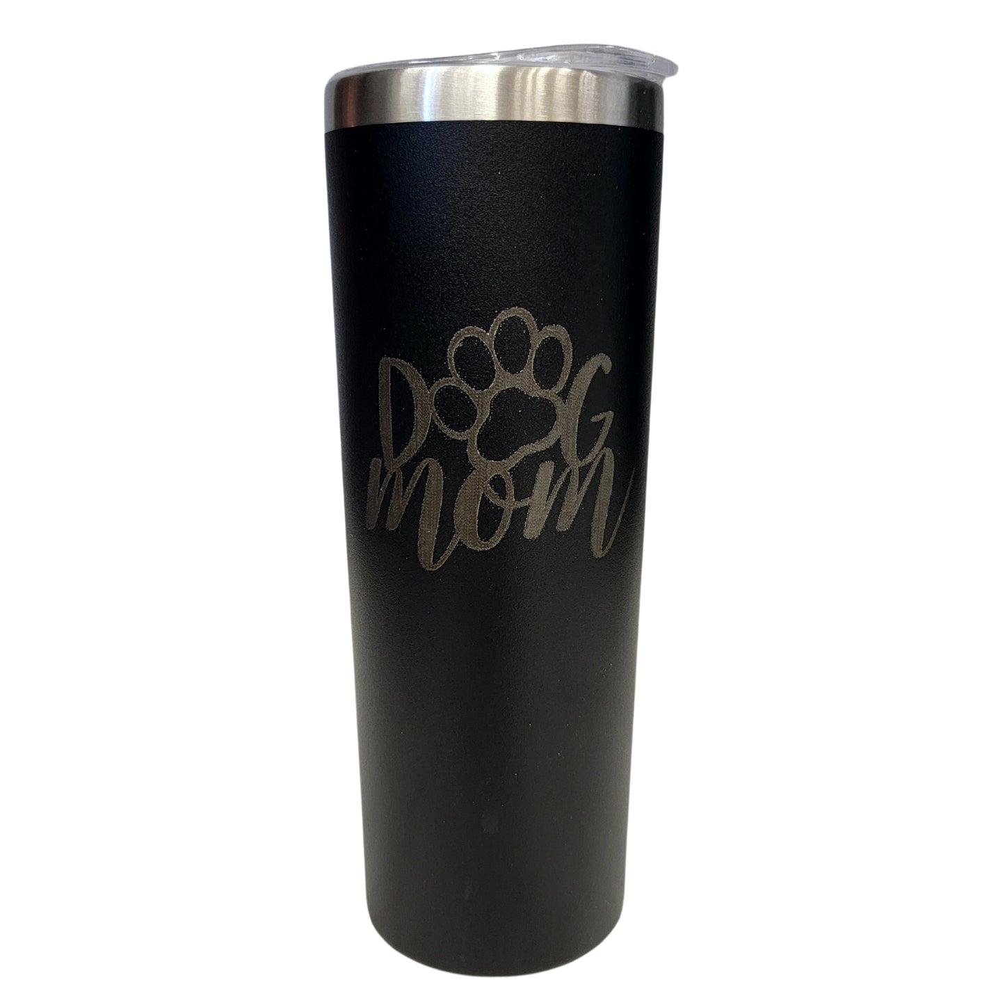 Dog Mom with Paw Black 20oz Skinny Tumbler LA5028