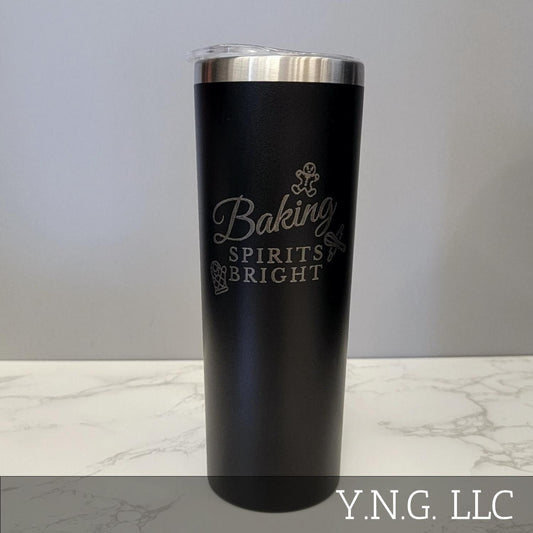 Baking Spirits Bright Gingerbread Black 20oz Skinny Tumbler LA5034