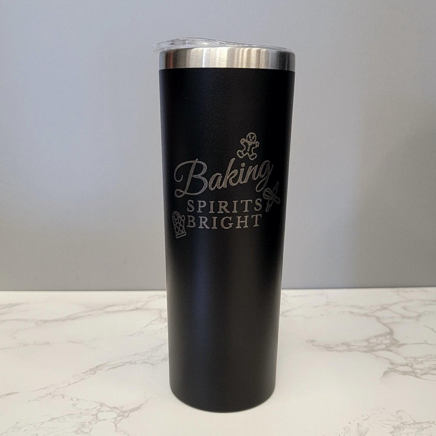 Baking Spirits Bright Gingerbread Black 20oz Skinny Tumbler LA5034