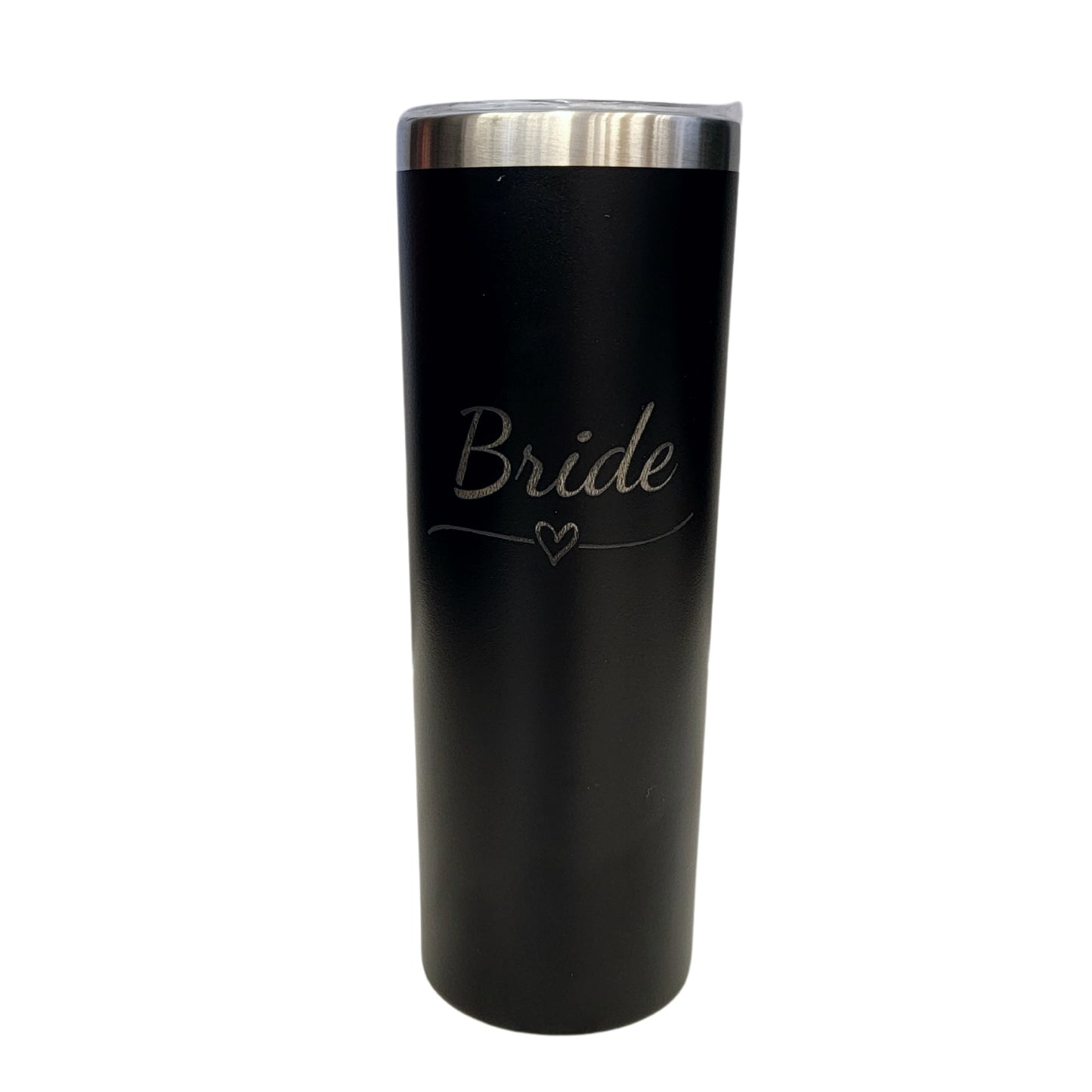 Bride with Heart Wedding Party Black 20oz Skinny Tumbler LA5039