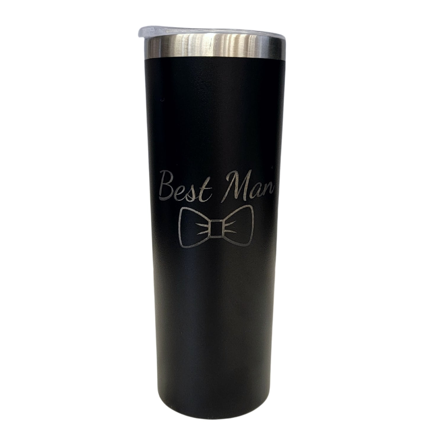 Best Man with Bowtie Wedding Party Black 20oz Skinny Tumbler LA5044