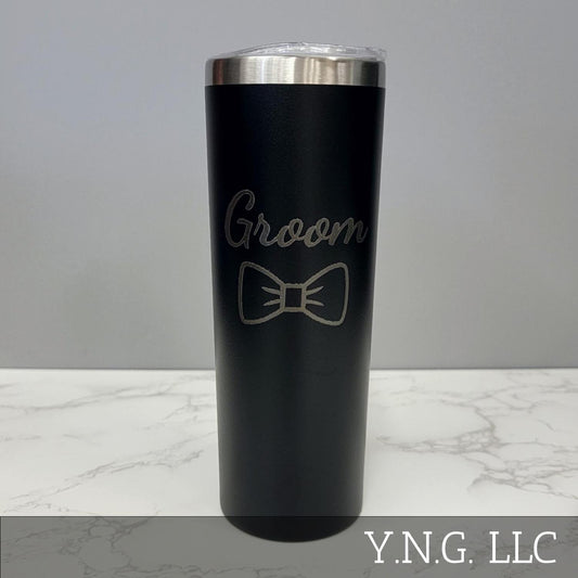 Groom with Bowtie Bow Tie Black 20oz Skinny Tumbler LA5048