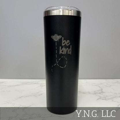 Be Kind with Buzzing Bee Black 20oz Skinny Tumbler LA5051