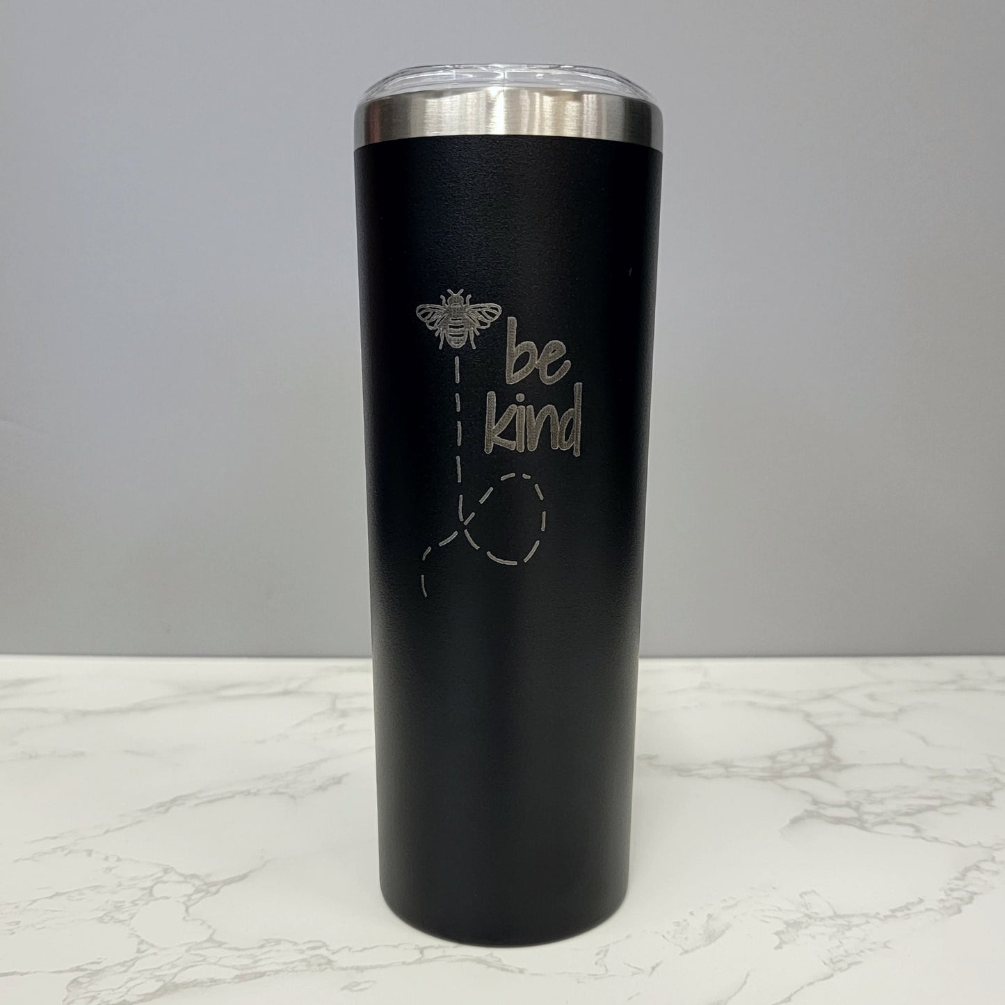 Be Kind with Buzzing Bee Black 20oz Skinny Tumbler LA5051