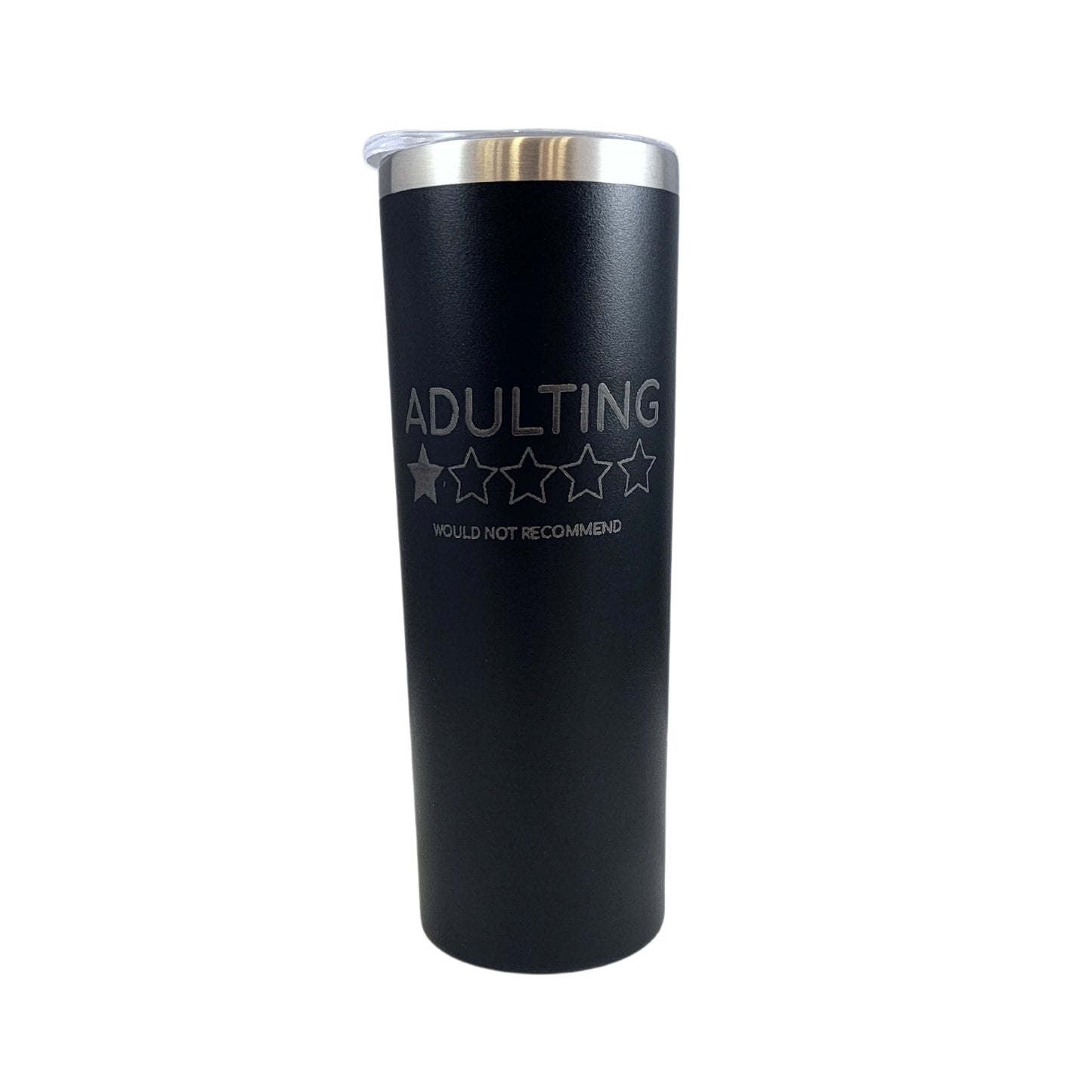 Adulting 1 Star Rating Black 20oz Skinny Tumbler LA5053