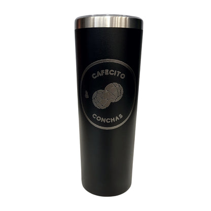 Cafecito and Conchas Design in Circle Black 20oz Skinny Tumbler LA5058