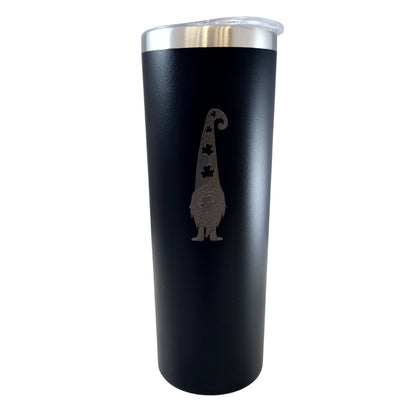 Gnome Boy Shamrock St Patricks Day Black 20oz Skinny Tumbler LA5068