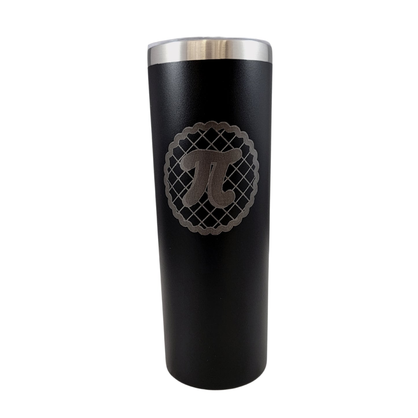 Pi Math Symbol on Baked Pie Black 20oz Skinny Tumbler LA5075