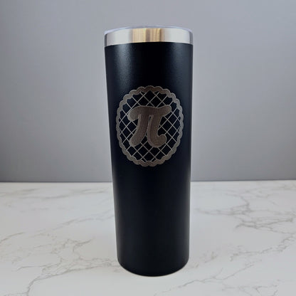 Pi Math Symbol on Baked Pie Black 20oz Skinny Tumbler LA5075