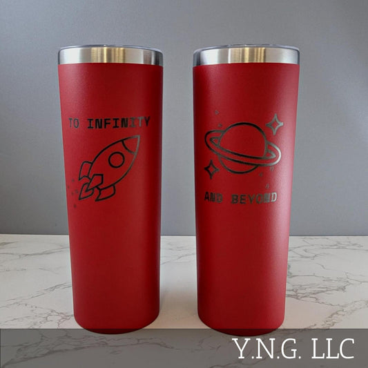 To Infinity Rocket And Beyond Set of 2 Red 20oz Skinny Tumblers LA6002
