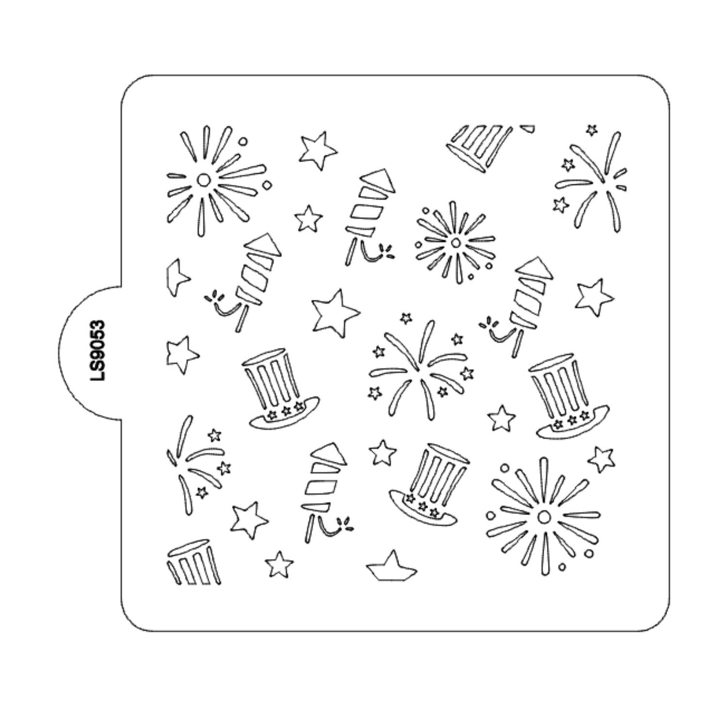 4th of July Patriotic Pattern Stencil for Cookies or Cakes USA Made LS9053