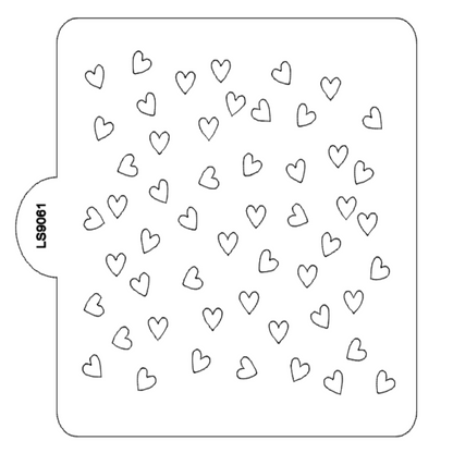 Scattered Hearts Pattern Stencil for Cookies or Cakes USA Made LS9061