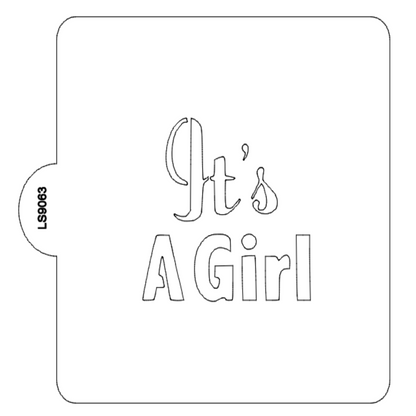 Its A Girl Baby Shower Stencil for Cookies or Cakes USA Made LS9063