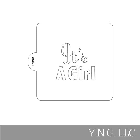 Its A Girl Baby Shower Stencil for Cookies or Cakes USA Made LS9063