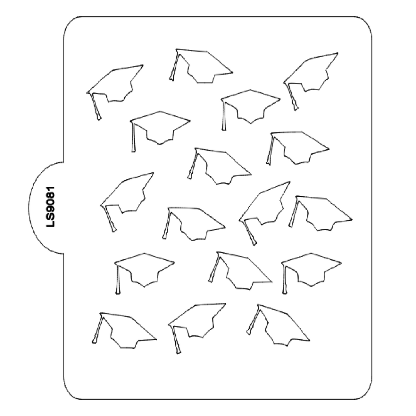 Graduation Caps Pattern Stencil for Cookies or Cakes USA Made LS9081