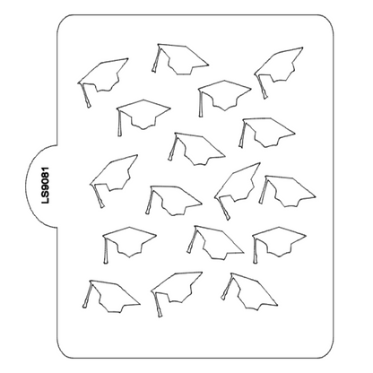 Graduation Caps Pattern Stencil for Cookies or Cakes USA Made LS9081