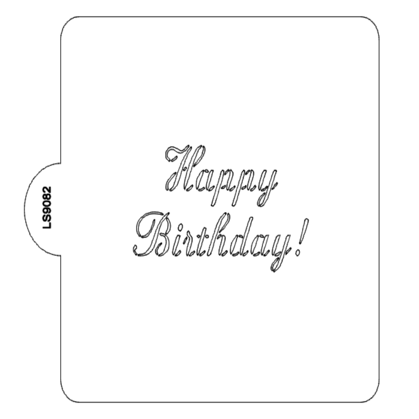 Happy Birthday Italic Font Stencil for Cookies or Cake USA Made LS9083