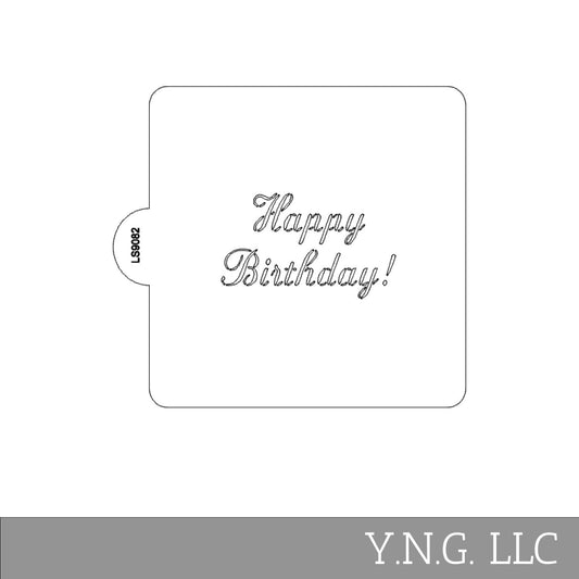 Happy Birthday Italic Font Stencil for Cookies or Cake USA Made LS9083