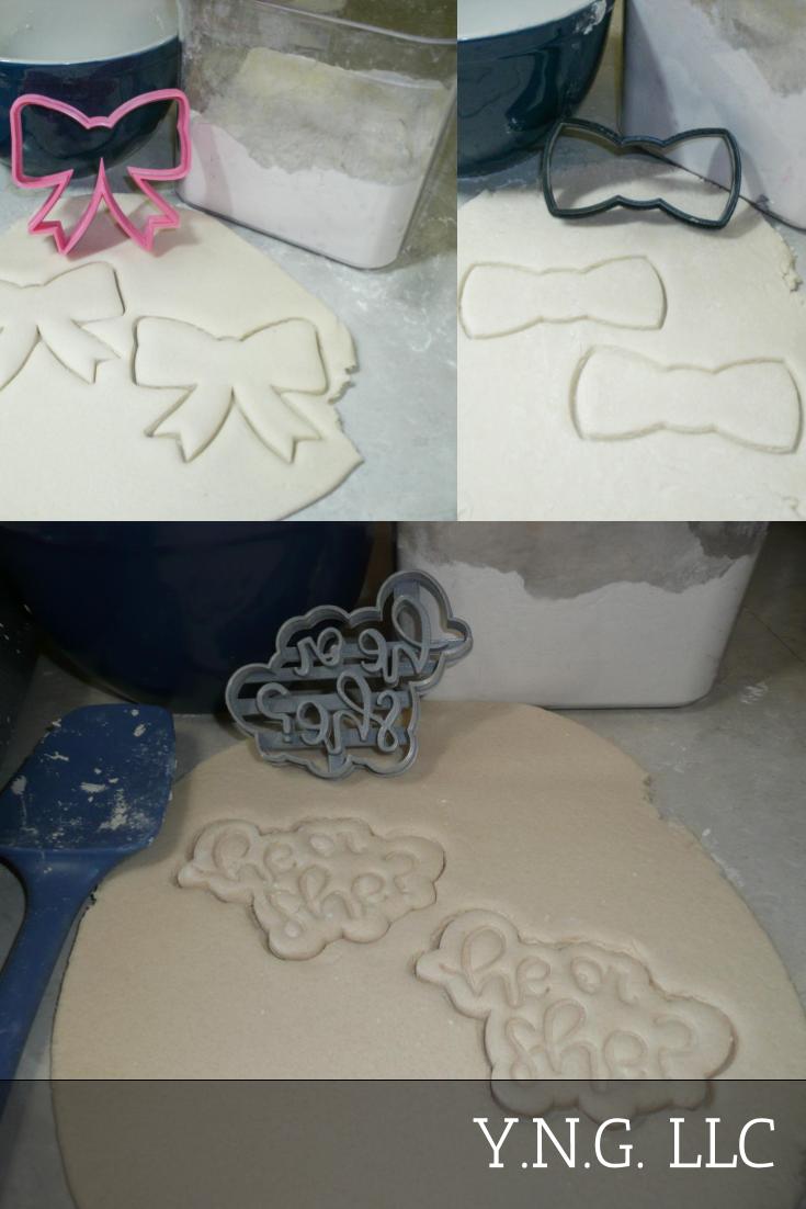 Bowtie Or Hair Bow Gender Reveal Baby Shower Set of 3 Cookie Cutters USA PR1238