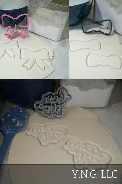 Bowtie Or Hair Bow Gender Reveal Baby Shower Set of 3 Cookie Cutters USA PR1238