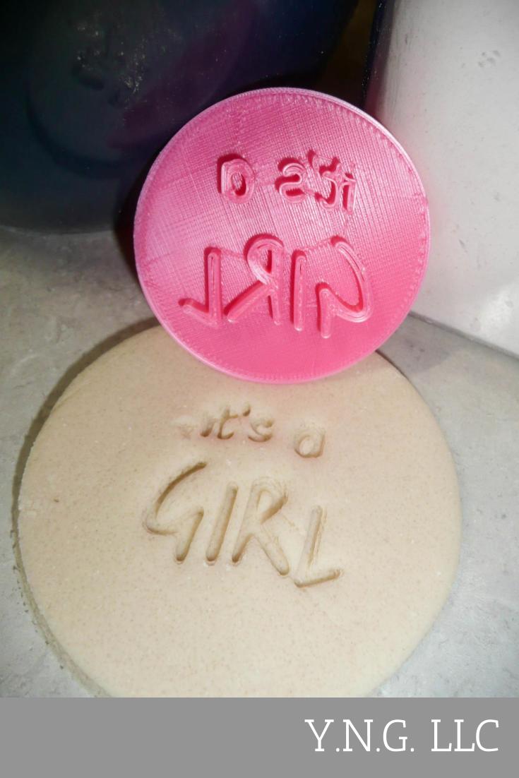 Its A Girl Text Words Baby Shower Gender Reveal Cookie Stamp Embosser USA PR2824