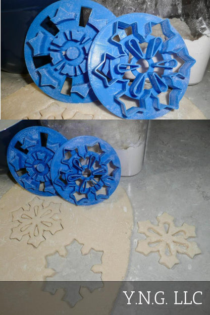 Snowflake Snow Winter Holiday Christmas 2 piece Cookie Cutter Pusher USA PR178