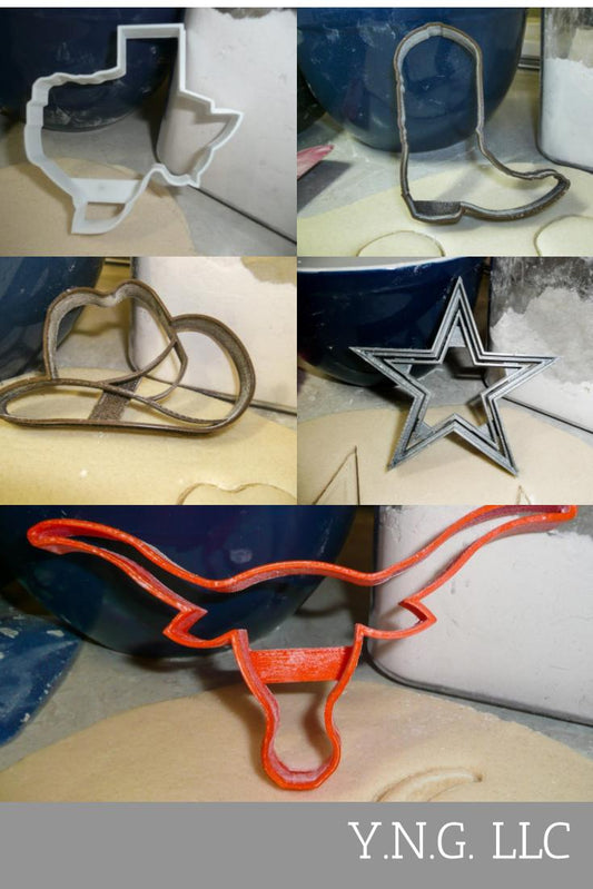 Texas Lone Star State Longhorn Cowboy Boot Set Of 5 Cookie Cutters USA PR1305