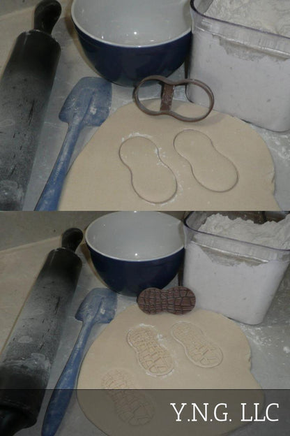 Peanut Outline With Detailed Stamp Set Of 2 Cookie Cutter Made in USA PR1253