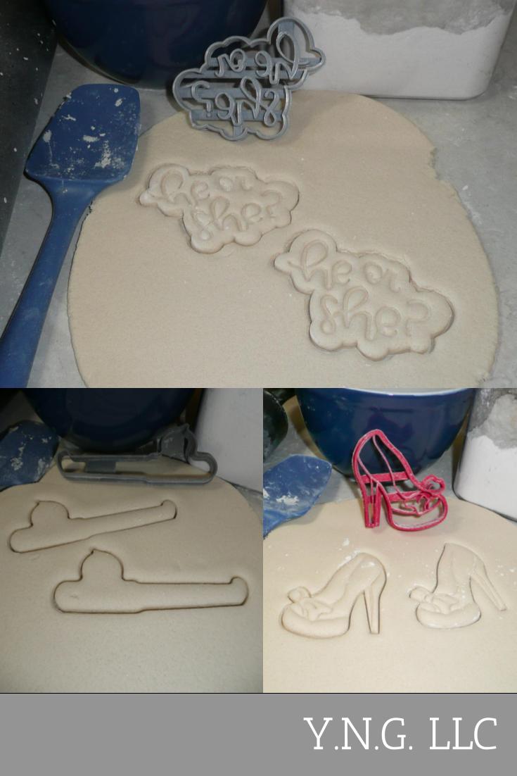 Reels Or Heels Gender Reveal Baby Shower Set Of 3 Cookie Cutters USA PR1260