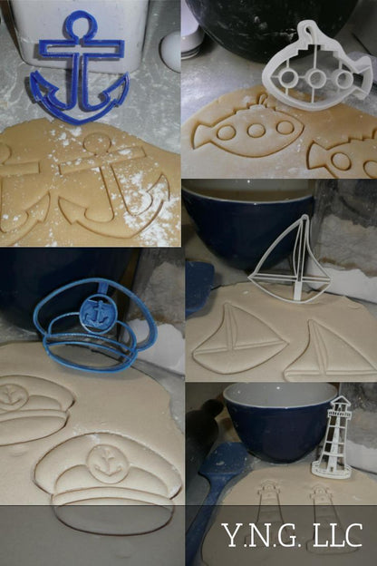 Nautical Theme Anchor Sailboat Lighthouse Set of 5 Cookie Cutters USA PR1267