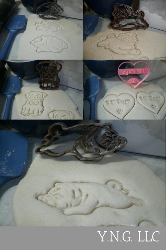 Pug Lover Wrinkly Dog Breed Pet Pup Puppy Set Of 5 Cookie Cutters USA PR1308