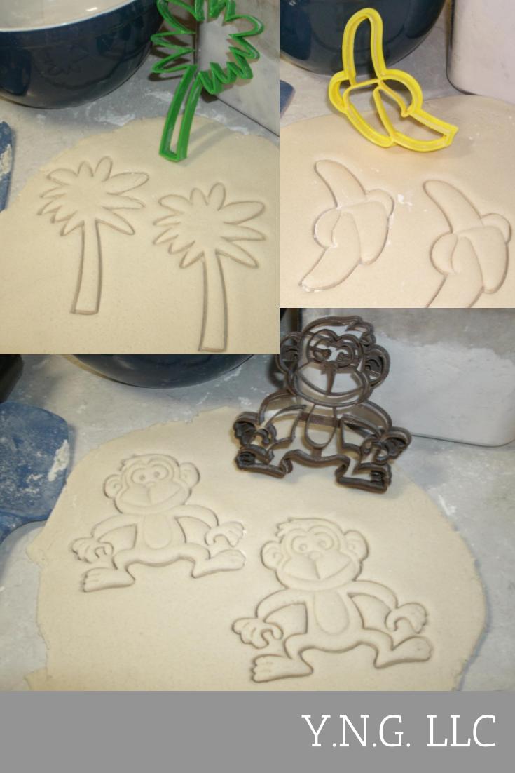 Monkey Palm Tree Banana Fruit Ape Baboon Set Of 3 Cookie Cutters USA PR1170