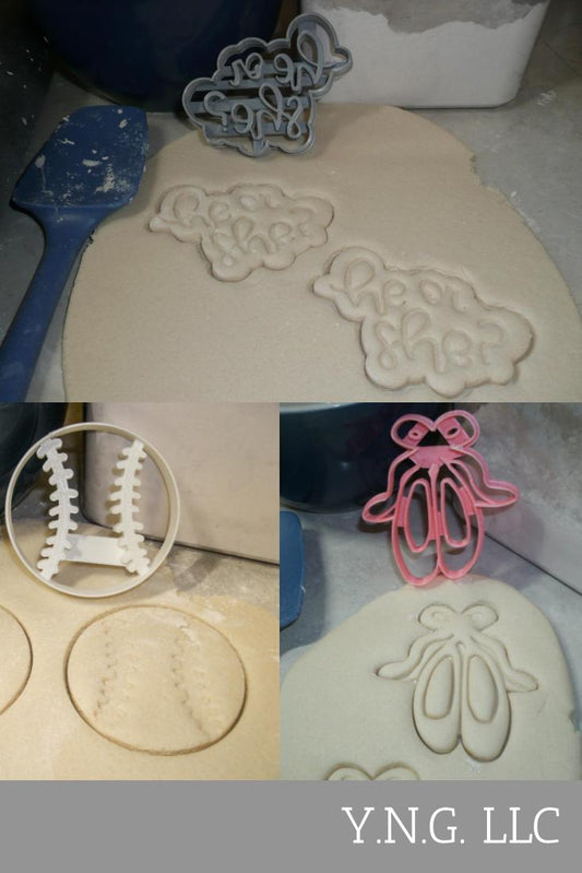 Baseball Or Ballet Slippers Gender Reveal Set of 3 Cookie Cutters USA PR1228