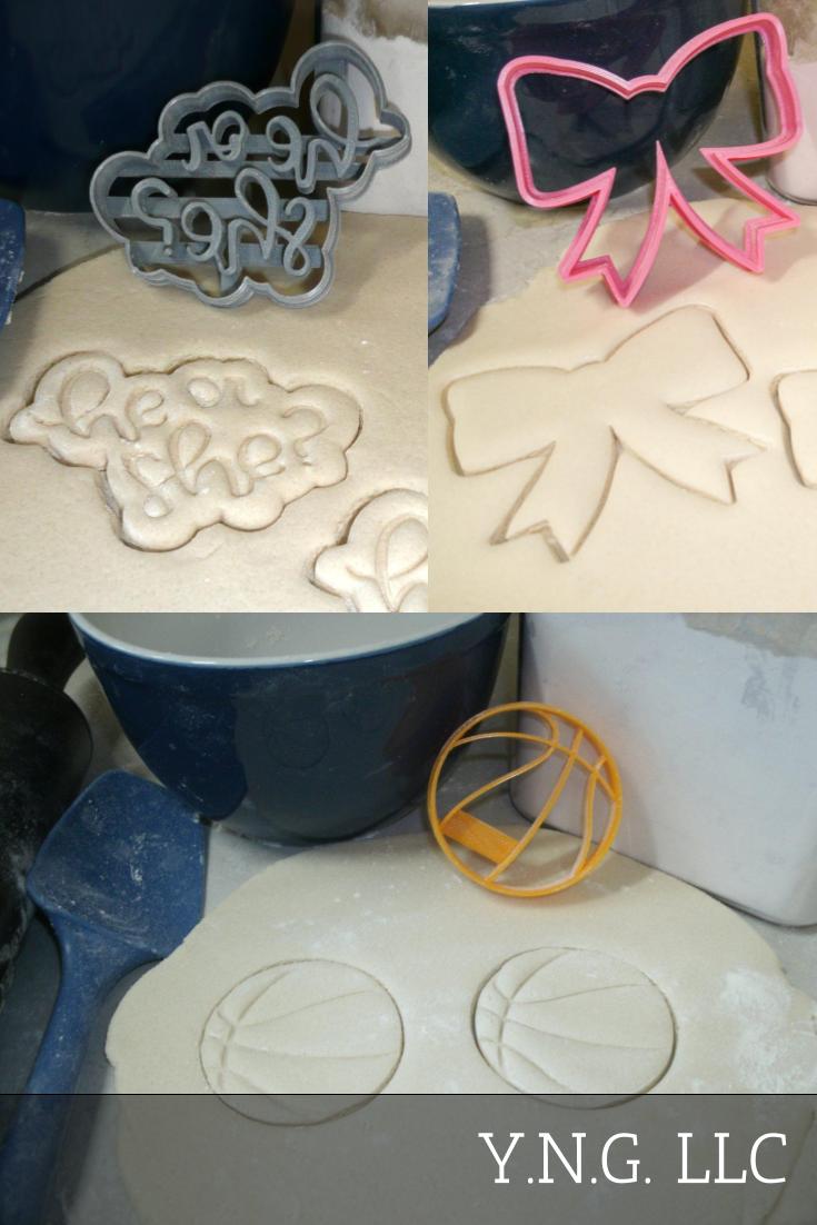 Basketballs Or Bows Gender Reveal Baby Shower Set of 3 Cookie Cutters USA PR1197