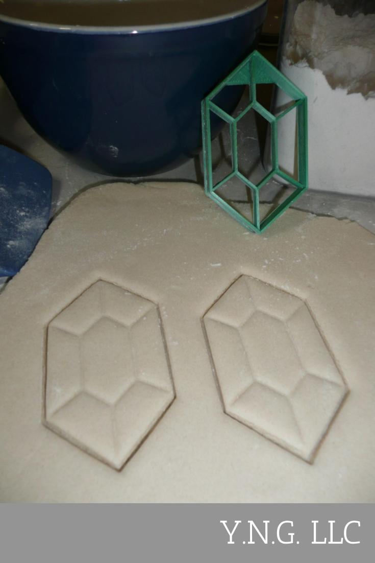 Rupee Zelda Themed Green Gemstone Gem Stone Cookie Cutter Made In USA PR2853