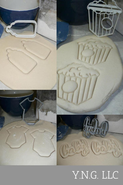 Shes About Ready To Pop Baby Shower Popcorn Set Of 4 Cookie Cutters USA PR1231