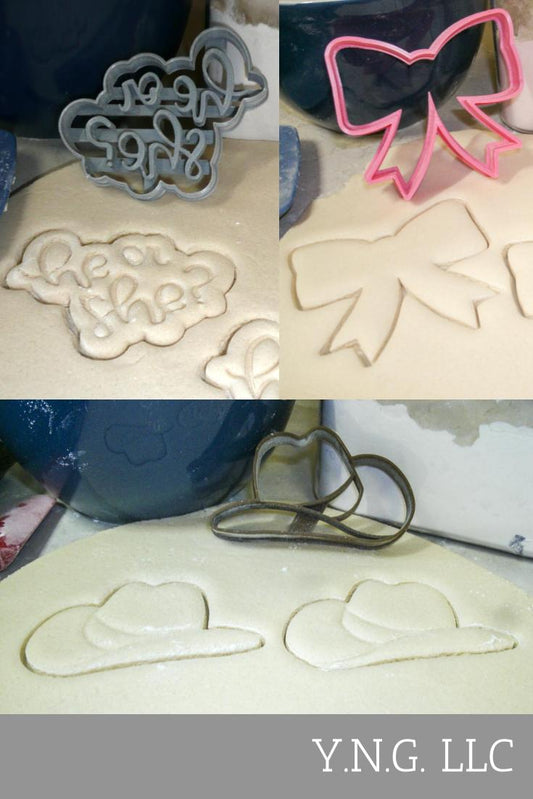 Cowboy Or Cowgirl Gender Reveal Baby Shower Set Of 3 Cookie Cutters USA PR1202