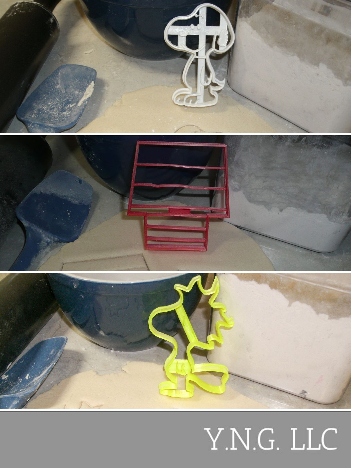 Snoopy Woodstock Dog House Peanuts Cartoon Set of 3 Cookie Cutters USA PR1444