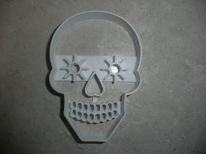 6x Sugar Skull Dia De Los Muertos Fondant Cutter Cupcake Topper 1.75 Inch FD3255